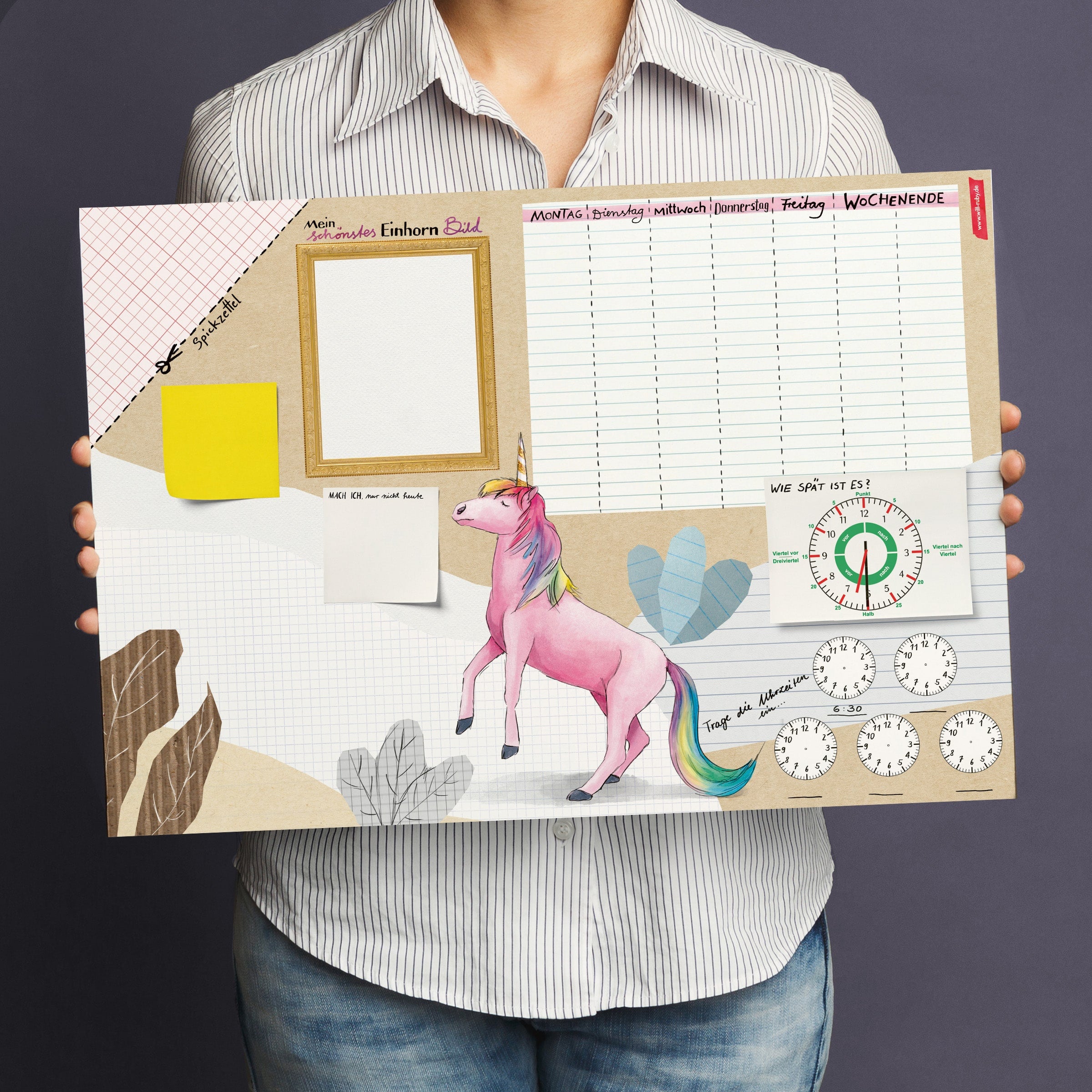 Schreibtischunterlage Einhorn – 25 Blatt zum Abreißen, größer als DIN A3, handgemalt
