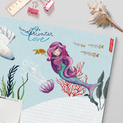 Schreibtischunterlage Unterwasser – Notizblock mit Spickzettel und Kritzelfläche, handgemalt