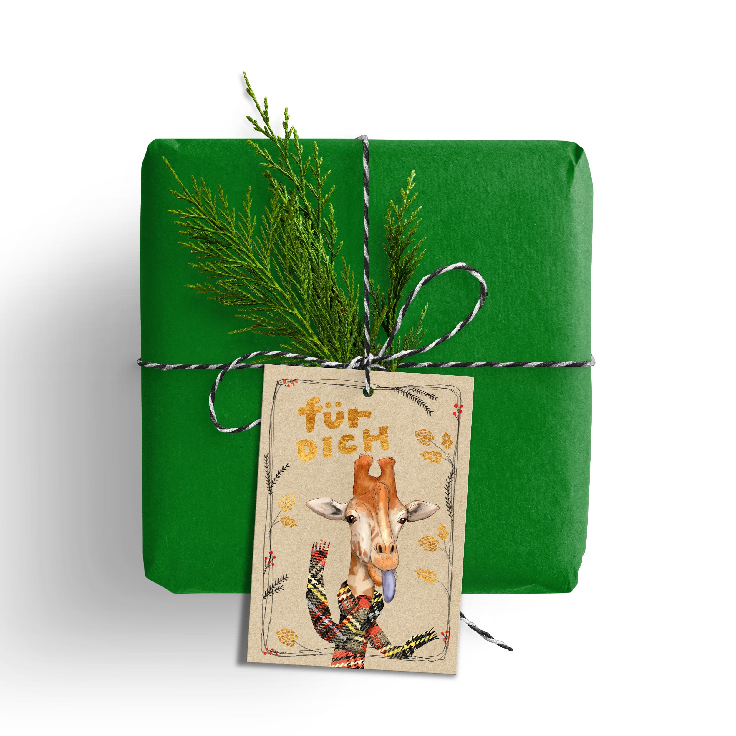 Geschenkanhänger Weihnachten Giraffe "Für Dich" – handgemalt für Weihnachtsgeschenke