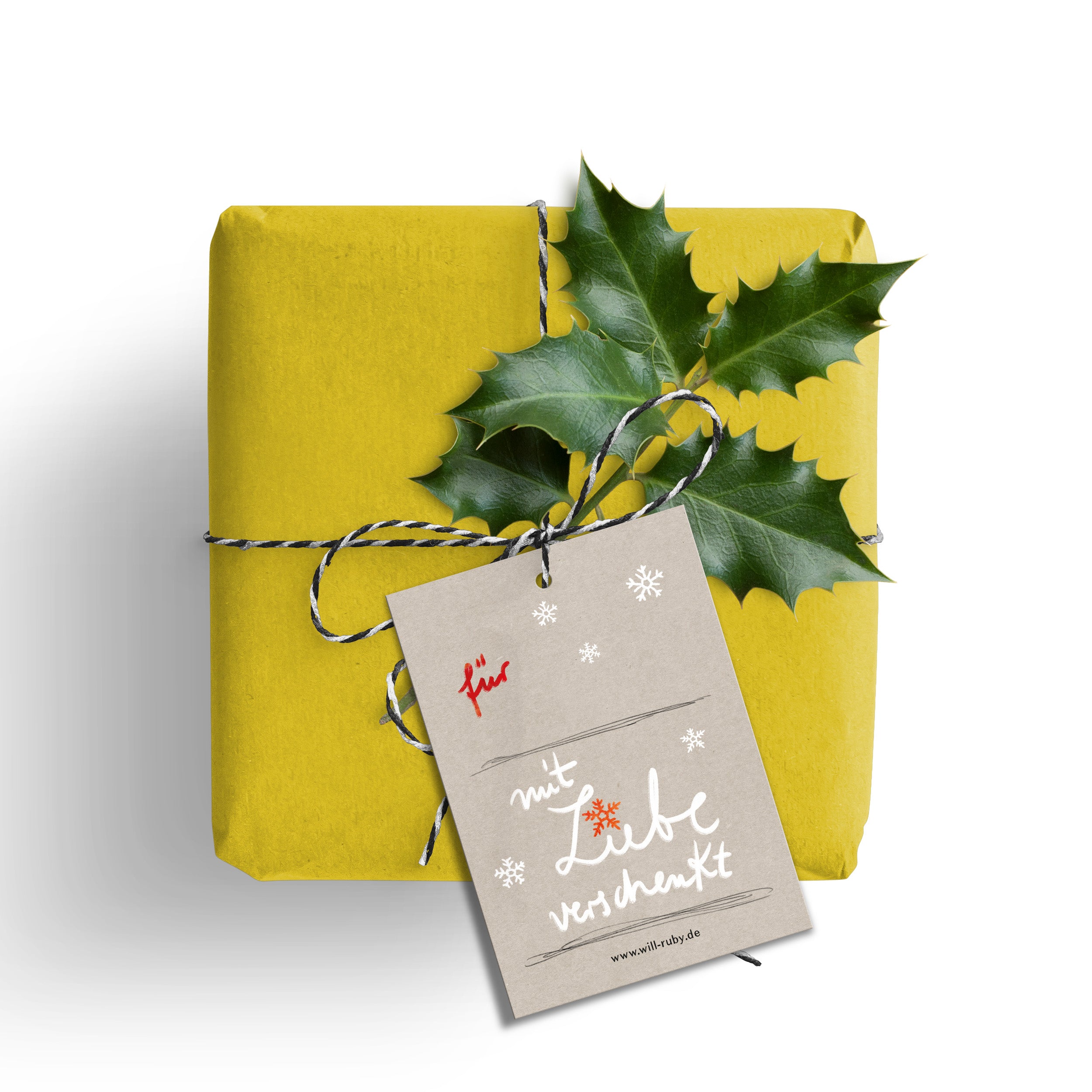 Geschenkanhänger Weihnachten Set mit Beschriftungsfeld – handgemalt, nachhaltig produziert
