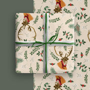 Geschenkpapier Weihnachten Rentier – handgemaltes Geschenkpapier-Set, 3 Bögen je 70 × 50 cm