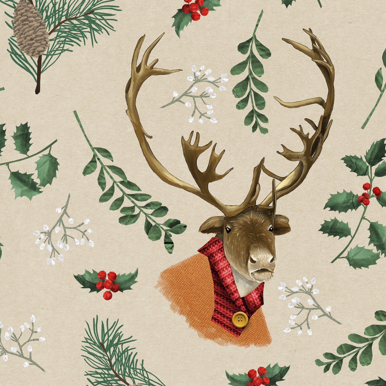 Geschenkpapier Weihnachten Rentier – handgemalt mit mineralölfreien Farben
