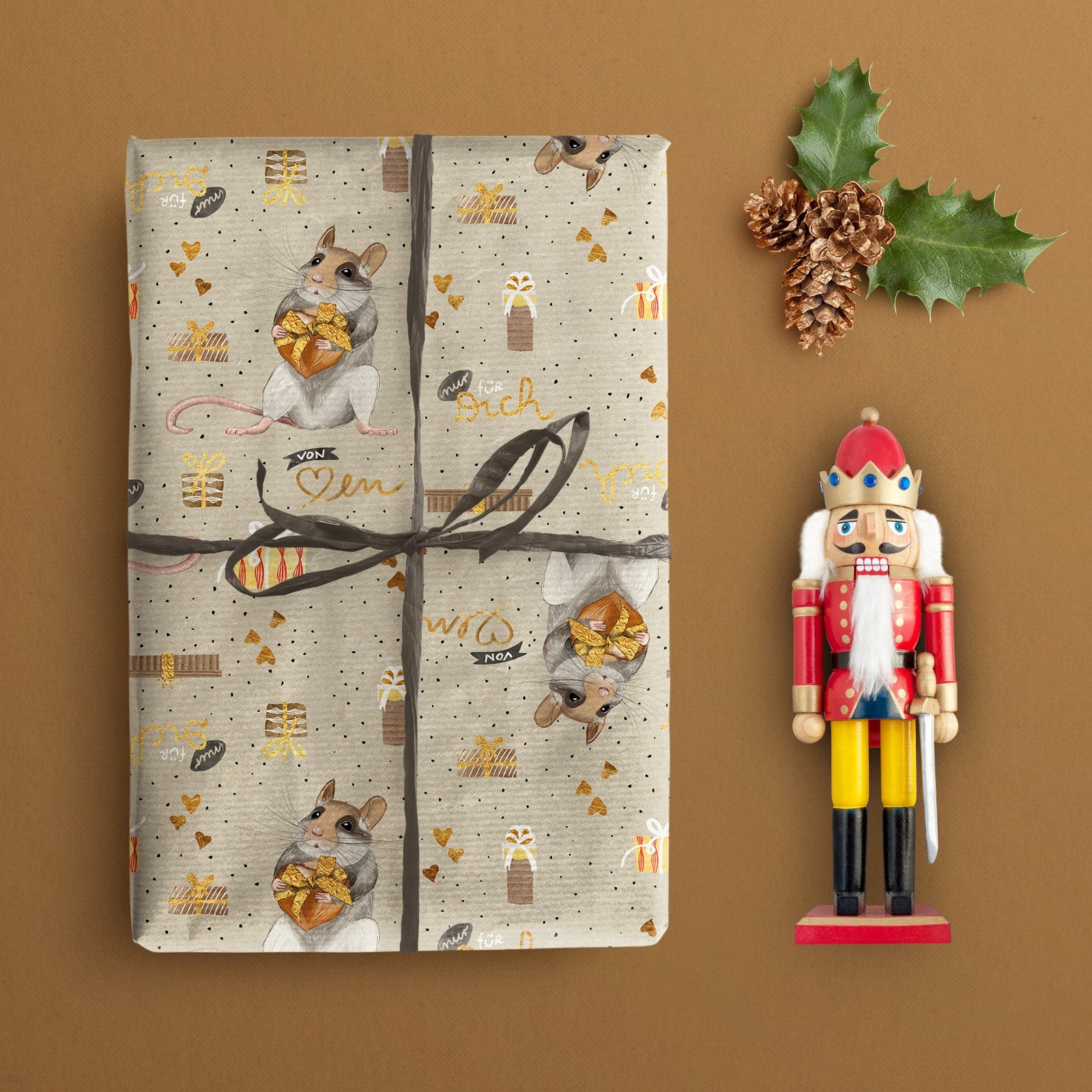 Geschenkpapier Maus – handgemaltes Set für besondere Geschenke