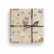 Geschenkpapier Maus – 3er-Set mit Manu Maus und goldenen Herzen, handgemalt