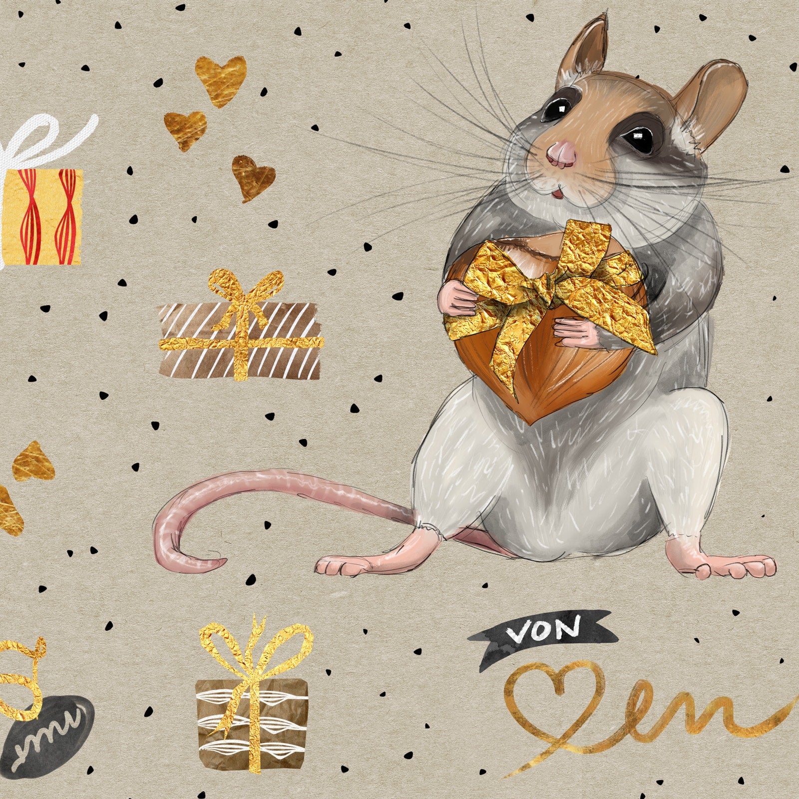 Geschenkpapier Maus – handgemalt mit mineralölfreien Farben