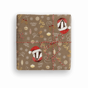 Geschenkpapier Weihnachten Dachs – 3er-Set mit Daniel Dachs, handgemalt auf Kraftpapier, nachhaltig