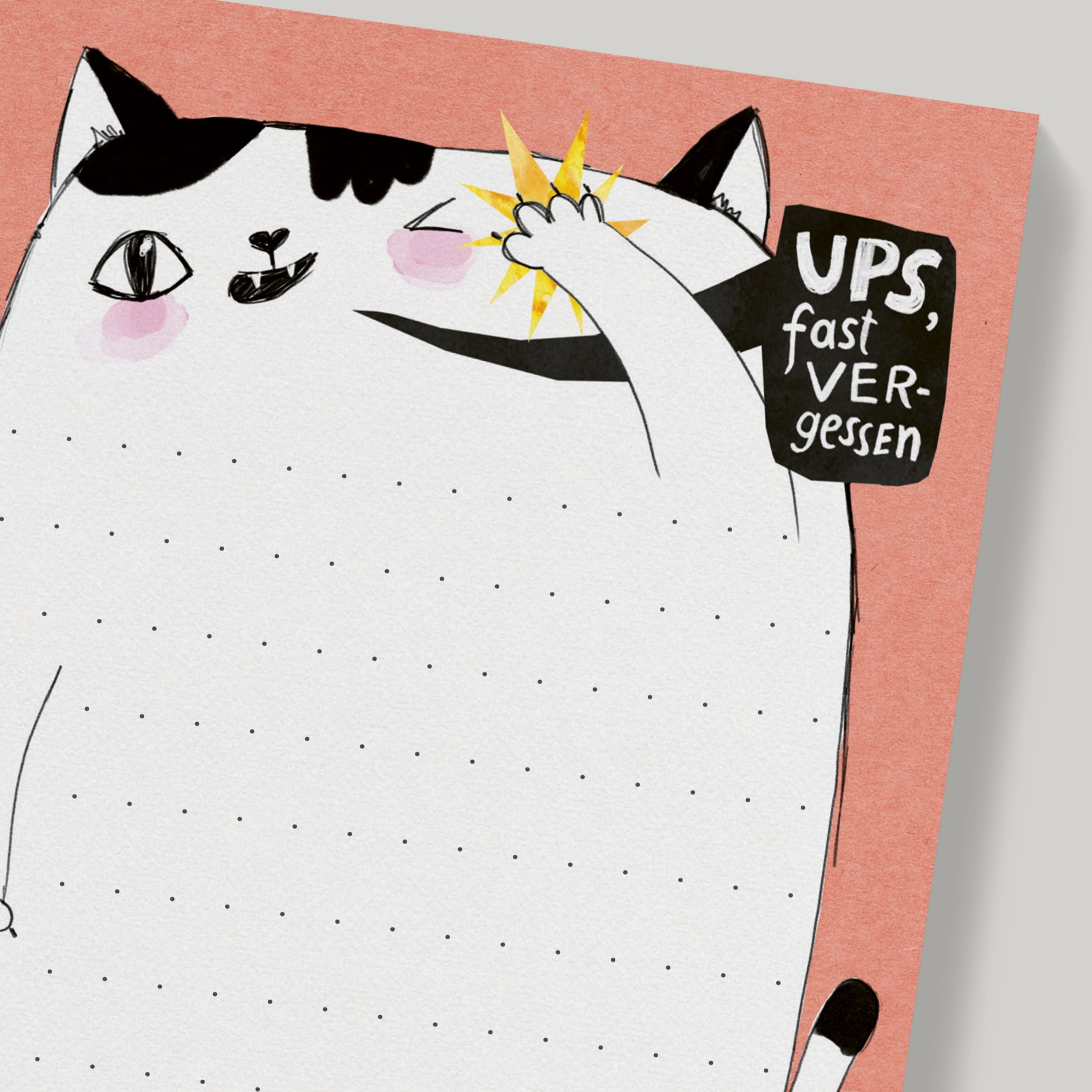 Katze Notizblock handgemalt – Will & Ruby Design im DIN-Lang-Format, nachhaltig auf Naturpapier