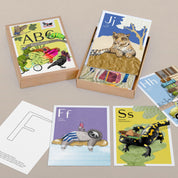 ABC-Kartenset – Buchstaben lernen mit ausmalbarer Rückseite, handgemalt für Kinder