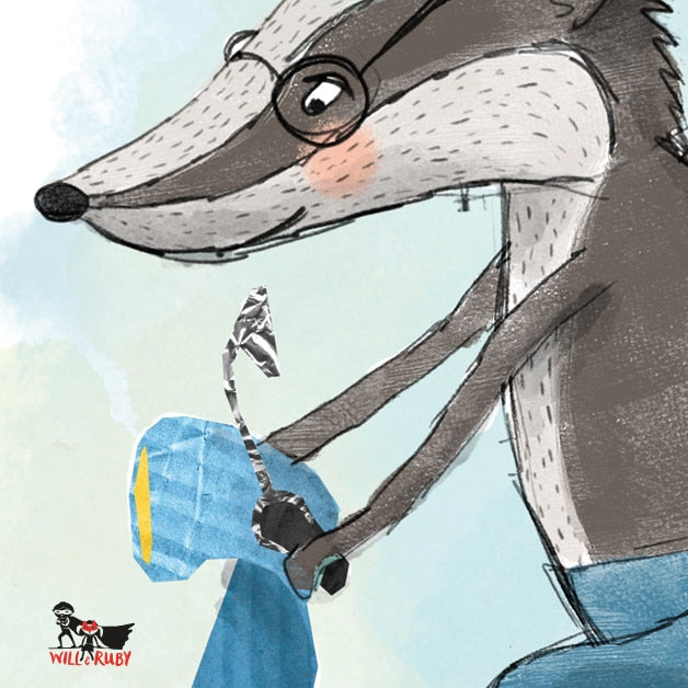 Kinderposter Daniel Dachs – Detailansicht der handgemalten Illustration