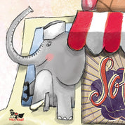 Kinderposter Elvis Elefant – Detailansicht der handgemalten Illustration