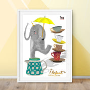 Kinderposter Elefant im Porzellanladen – Wanddeko fürs Kinderzimmer, handgemalt