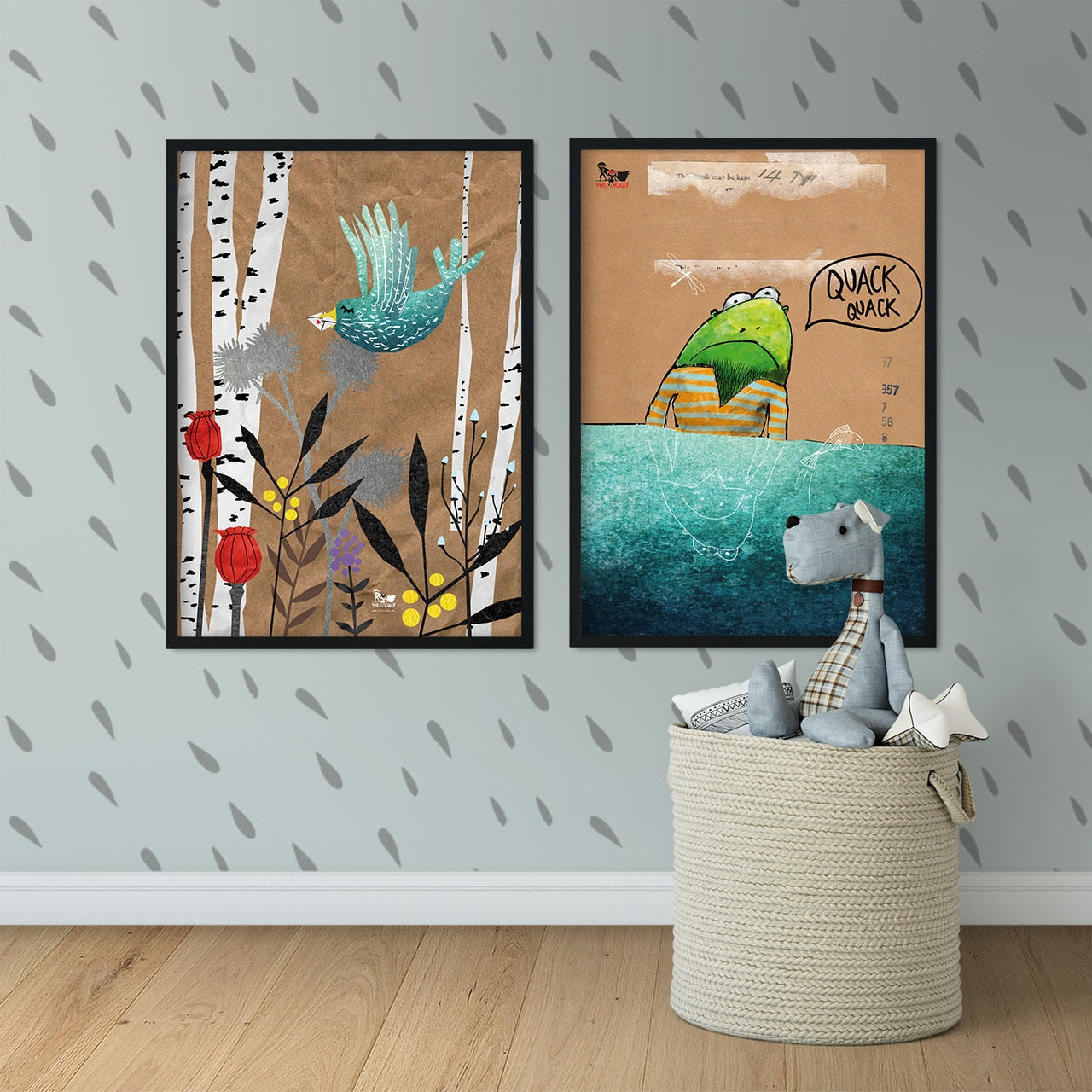 Kinderposter Frodo Frosch – Wanddeko fürs Kinderzimmer, handgemalt