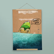 Kinderposter Frodo Frosch mit Posterleiste aus Eichenholz, handgemalt auf Naturpapier