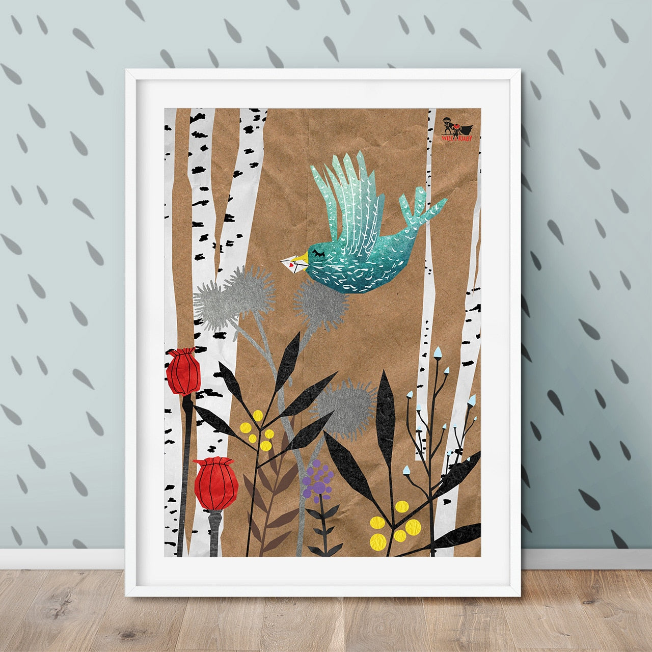 Kinderposter Veronika Vogel – Wanddeko fürs Kinderzimmer, handgemalt