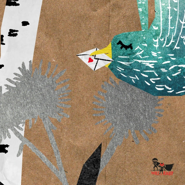 Kinderposter Veronika Vogel – Detailansicht der handgemalten Illustration