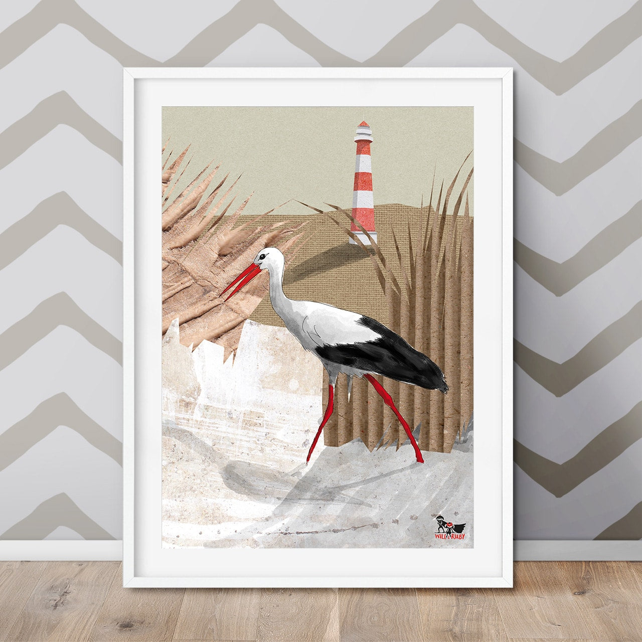 Kinderposter Steffi Storch – Wanddeko fürs Kinderzimmer, handgemalt