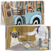 Liederbuch Kinder Klassiker – Innenseiten "Fuchs, du hast die Gans gestohlen" und "Ein Mops kam in die Küche", handgemalt