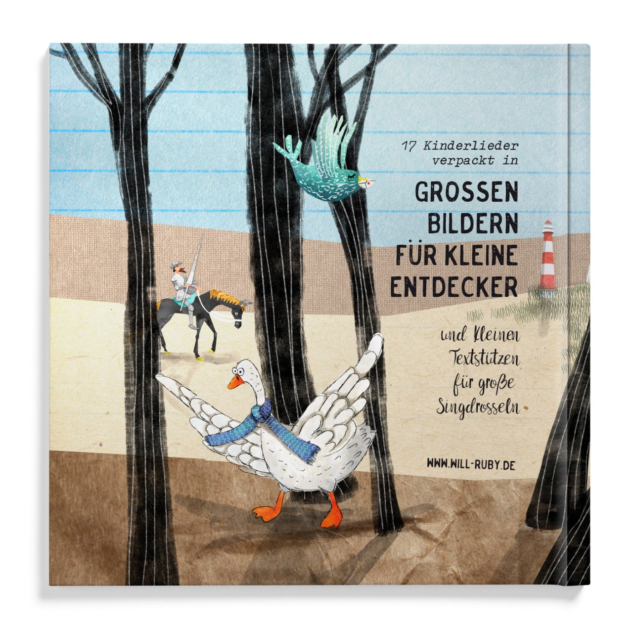 Kinderbuch Lieblingslieder – Rückcover mit 17 Kinderliedern in großen Bildern, handgemalt, Hardcover 20 × 20 cm