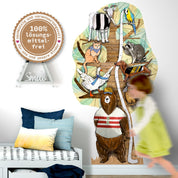 Kindermesslatte Tier-Motiv – konturgeschnittener Wandaufkleber 80 × 150 cm aus mattem Vinyl, handgemalt
