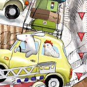 Messlatte Kinder handgemalt – Will & Ruby Tier-Charaktere im Auto-Motiv, nachhaltig produziert