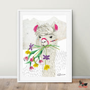 Kinderposter Lara Lama – Detailansicht der handgemalten Illustration