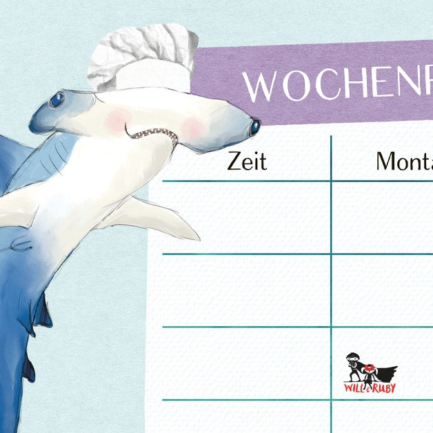 Stundenplan Meerjungfrau – Detailansicht des handgemalten Wochenplaners