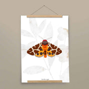 Insektenposter Brauner Bär mit Posterleiste aus Eichenholz, handgemalt auf Naturpapier