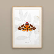 Insektenposter Brauner Bär im Holzrahmen, handgemaltes Wandbild fürs Kinderzimmer