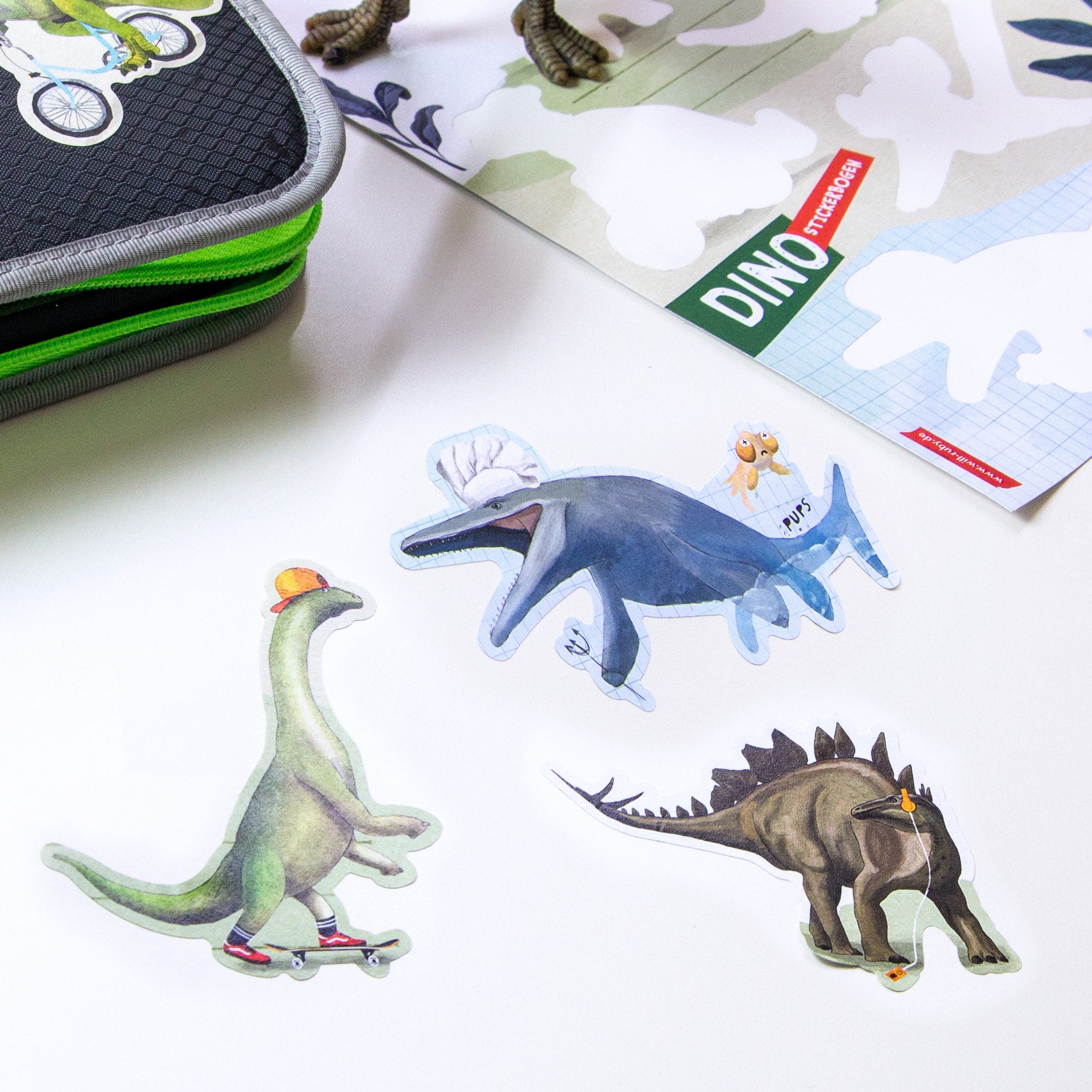 Stickerbogen Dinos – Sticker-Set mit handgemalten Dino-Motiven