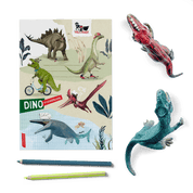 Stickerbogen Dinos – 5 handgemalte Dinosaurier-Sticker mit T-Rex, Brontosaurus, Stegosaurus, Pteranodon und Mosasaurus