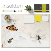 Schreibtischunterlage Insekten für Kinder – Nachtfalter, Käfer und Libelle, handgemalt