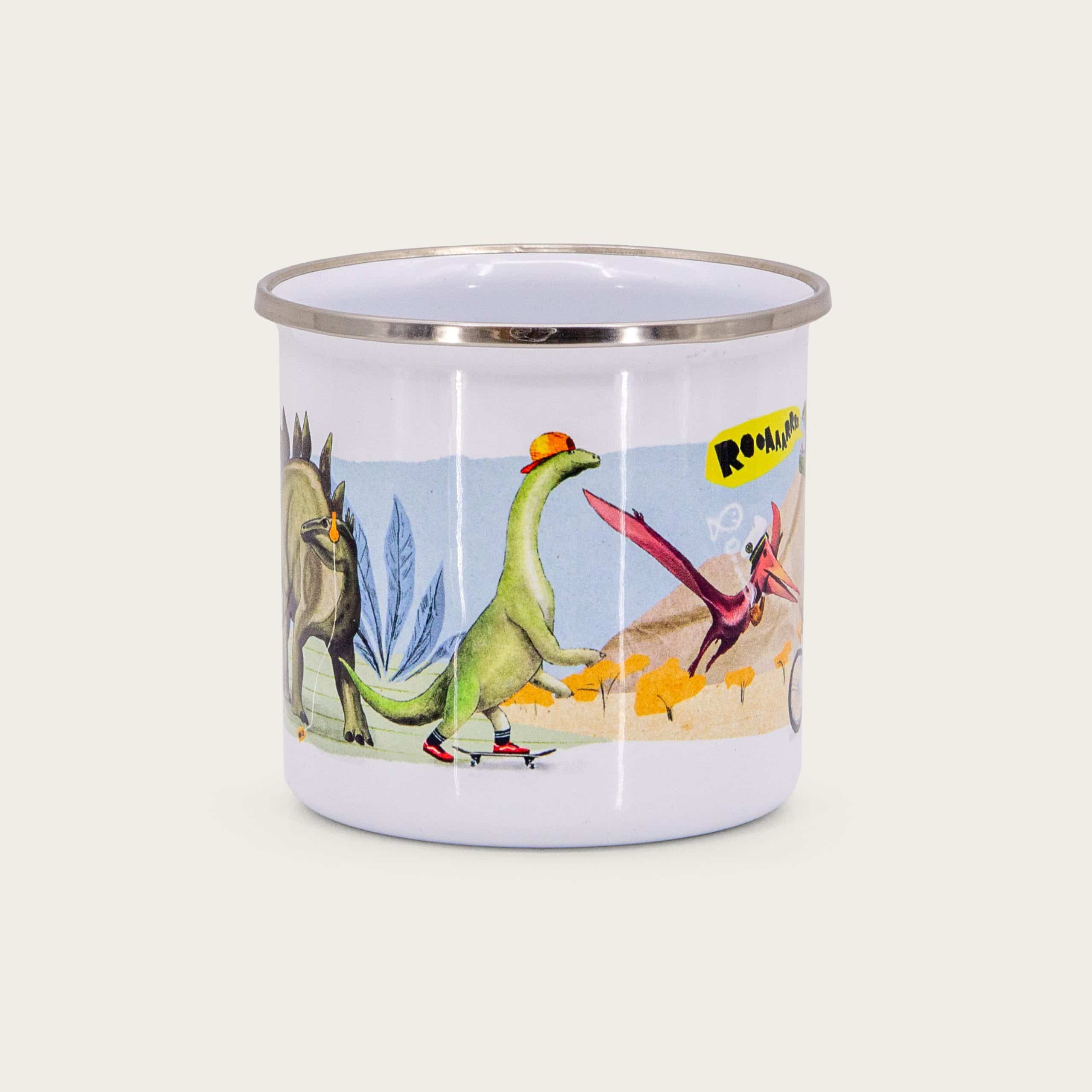 Kindertasse Dinos – Emaille-Tasse für Kinder, unkaputtbar, handgemalt