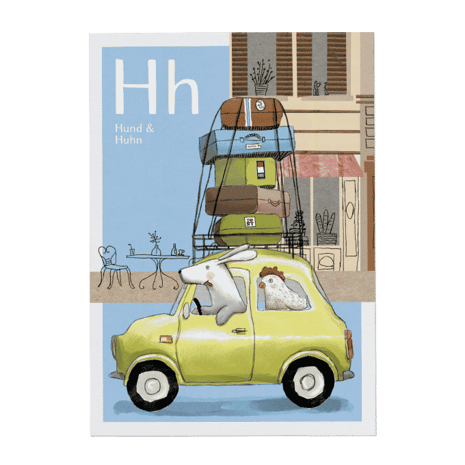 Will & Ruby - ABC Karte - H wie Hund und Huhn