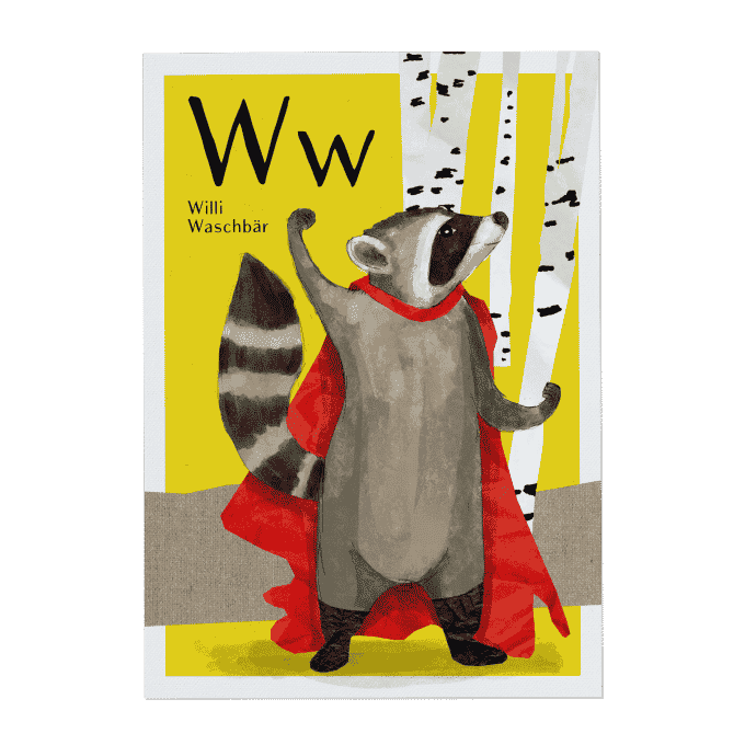 Will & Ruby - ABC Karte - W wie Willi Waschbaer